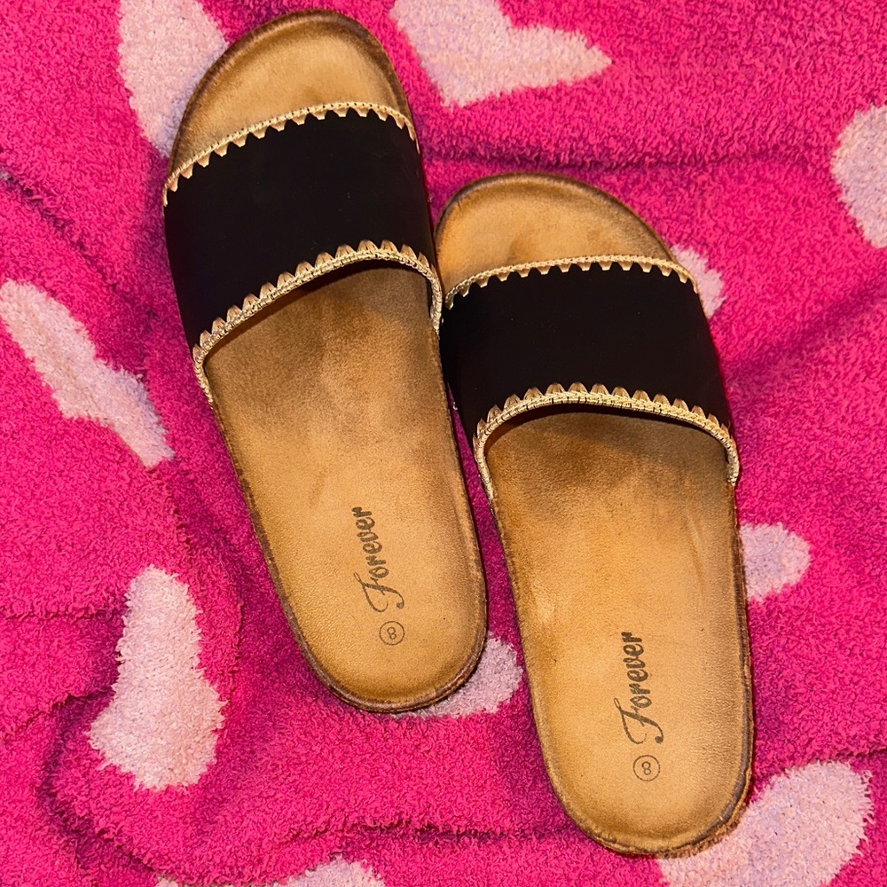 Forever 21 Black and Gold Women's Slippers